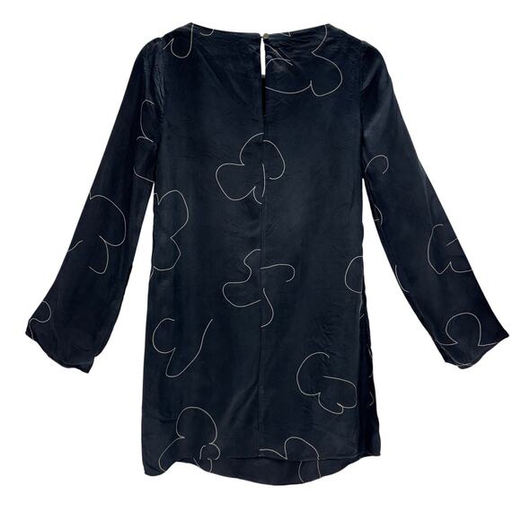 Madewell Floral Outline Shift Mini Dress Size XXS Long Sleeve Cupro Viscose - Picture 9 of 10